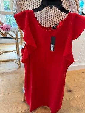 NWT Banana Republic Red Ruffle Sleeve Shift Dress